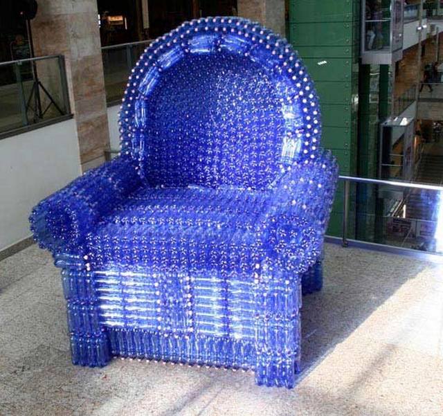 Chair made from plastic bottles