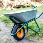 single-wheeled garden wheelbarrow