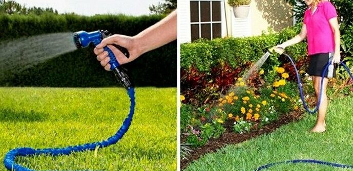 Using an expandable hose.