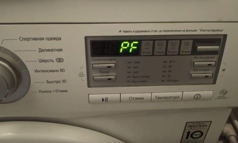 PF-fout in LG-wasmachine