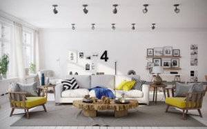 Salon de style scandinave dans un appartement