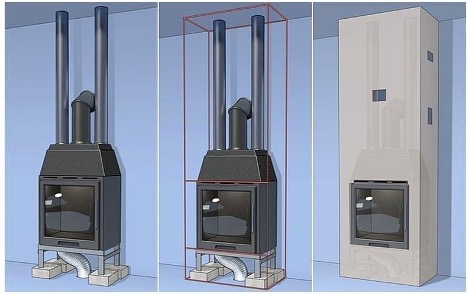 Scatola per inserto per caminetto